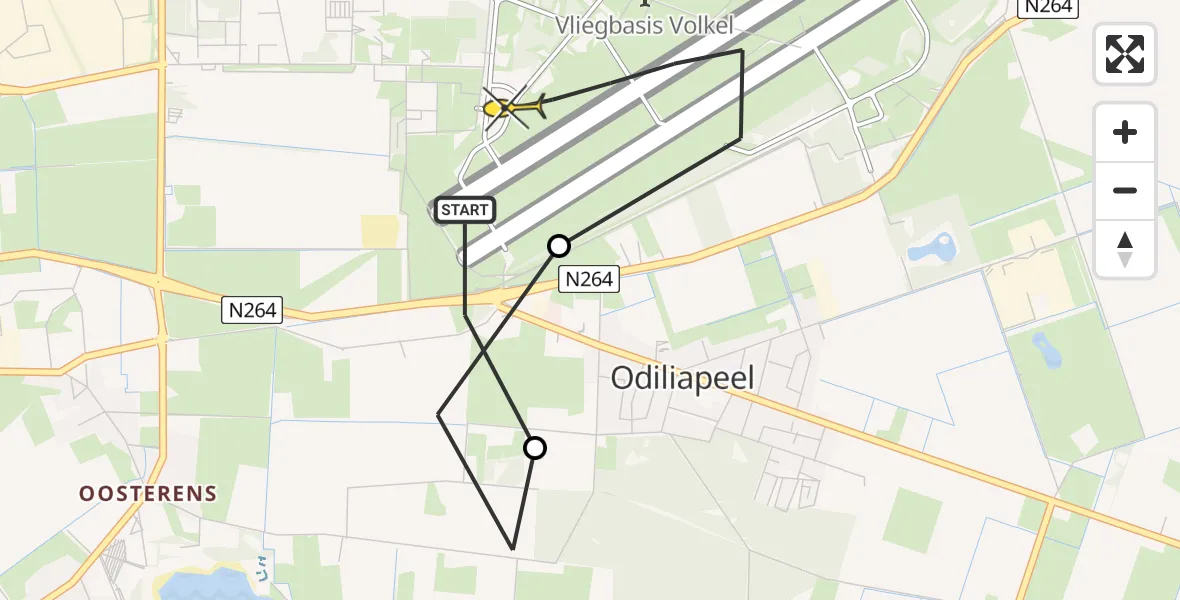 Routekaart van de vlucht: Lifeliner 3 naar Vliegbasis Volkel, Rechtestraat