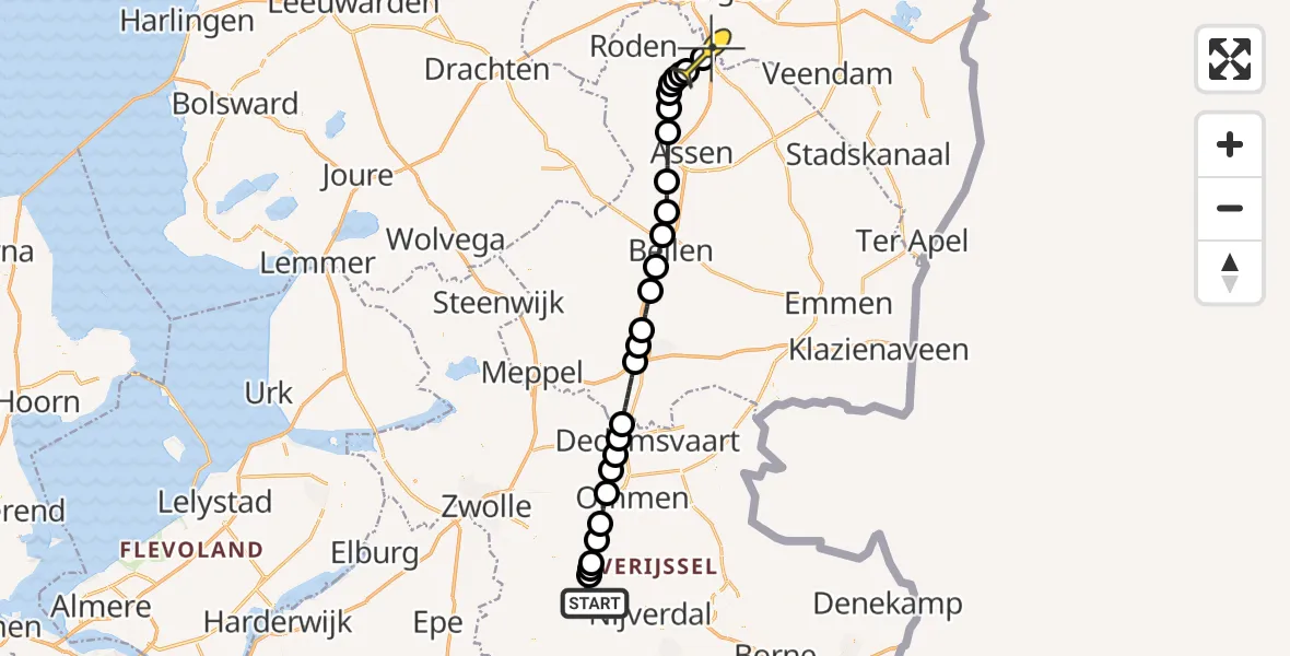 Routekaart van de vlucht: Lifeliner 4 naar Groningen Airport Eelde, de Jongstraat