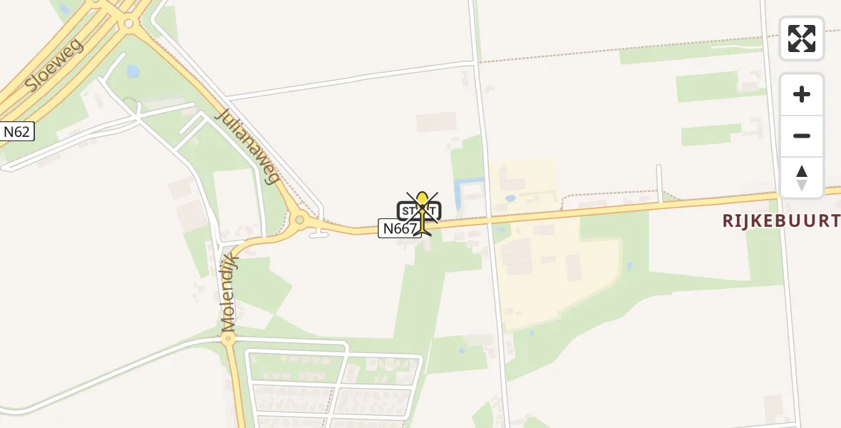 Routekaart van de vlucht: Lifeliner 2 naar 's-Heerenhoek, Heinkenszandseweg