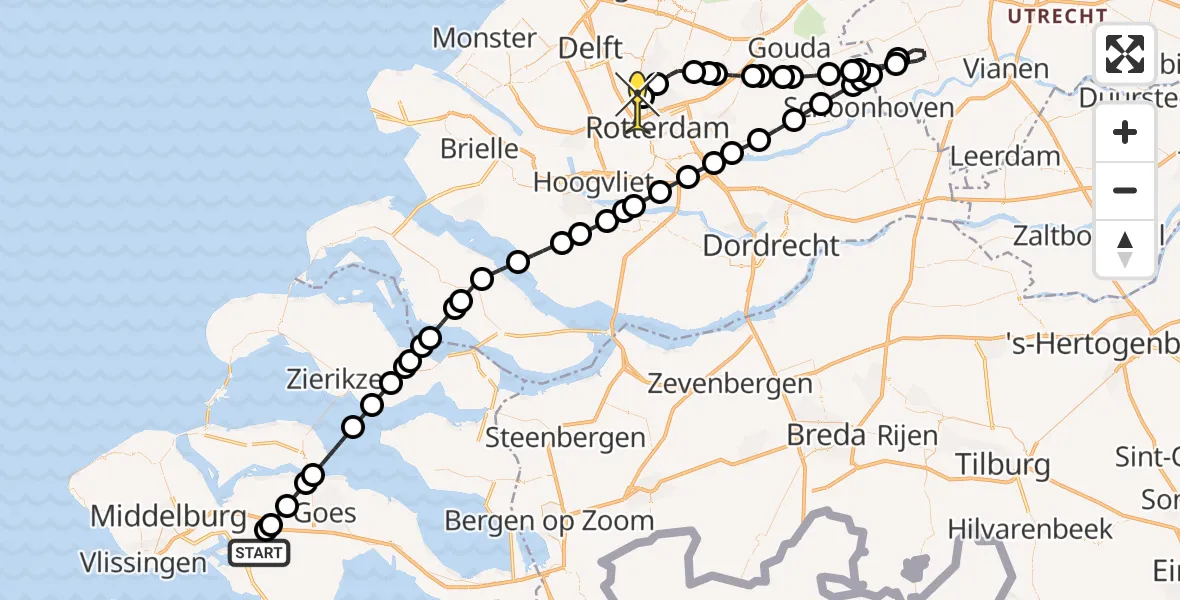 Routekaart van de vlucht: Lifeliner 2 naar Rotterdam The Hague Airport, Vleugelhofweg