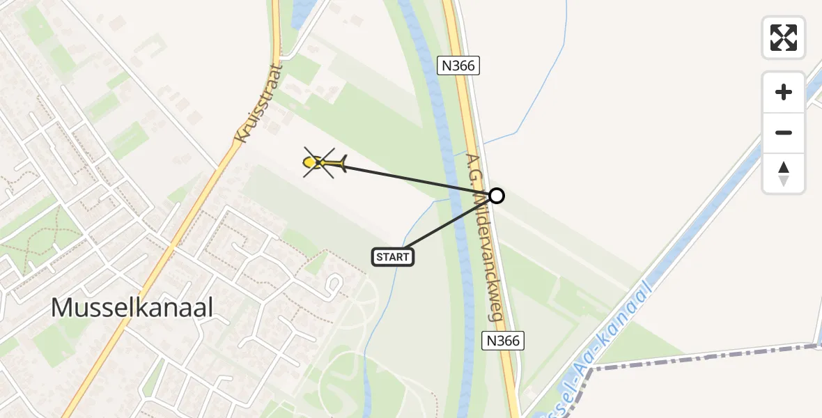 Routekaart van de vlucht: Lifeliner 4 naar Musselkanaal, Kruisstraat