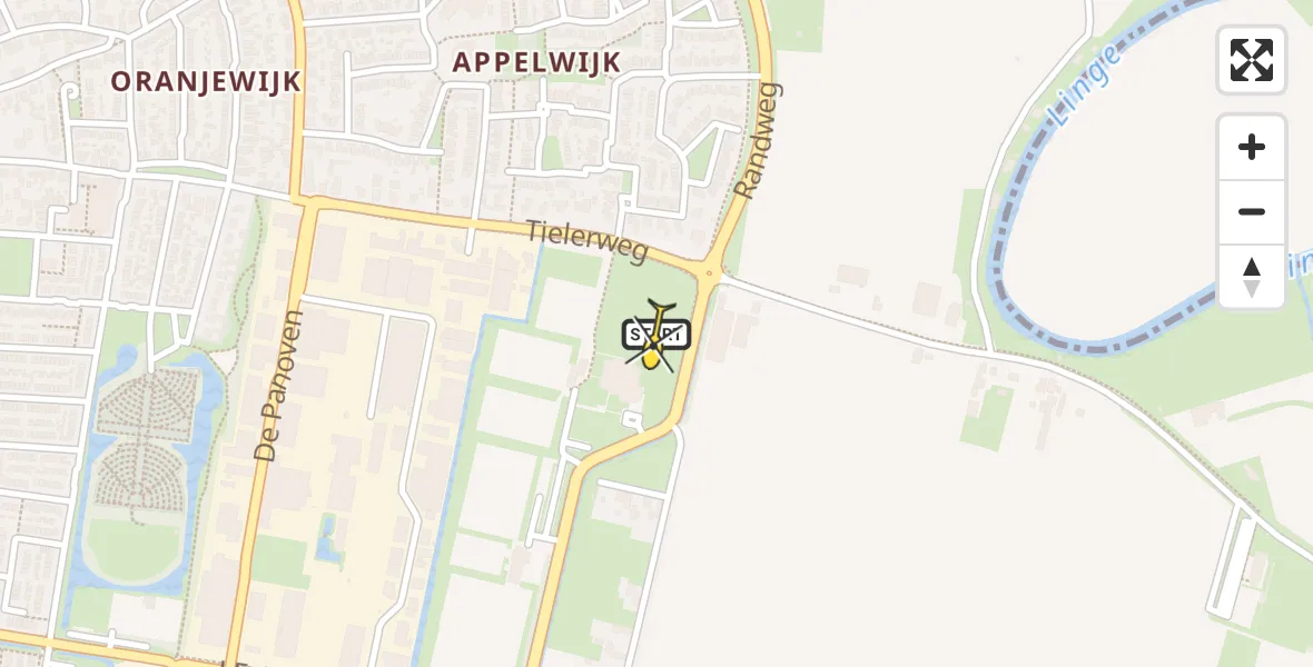 Routekaart van de vlucht: Lifeliner 3 naar Geldermalsen, Randweg