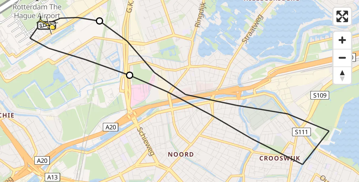 Routekaart van de vlucht: Lifeliner 2 naar Rotterdam The Hague Airport, Goedaerthof
