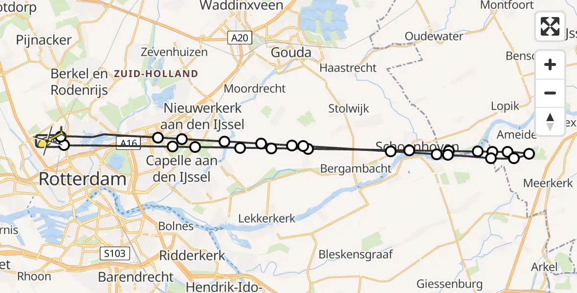 Routekaart van de vlucht: Lifeliner 2 naar Rotterdam The Hague Airport, Copernicuslaan