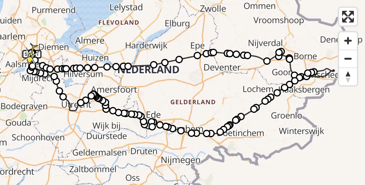 Routekaart van de vlucht: Politieheli naar Schiphol, Mr. Jac. Takkade