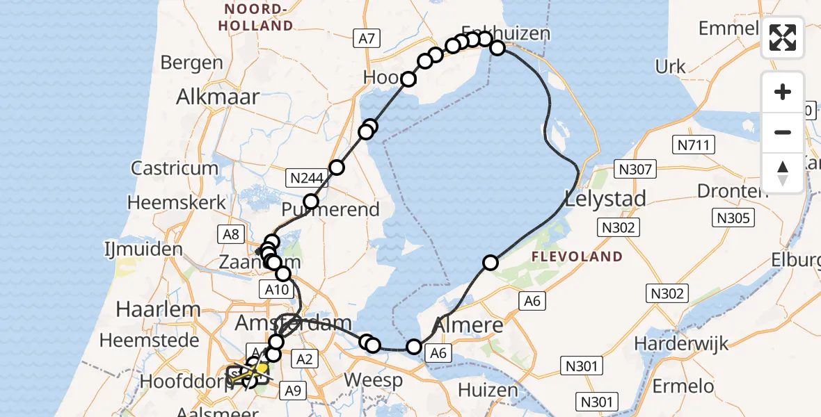 Routekaart van de vlucht: Politieheli naar Schiphol, Aardolieweg