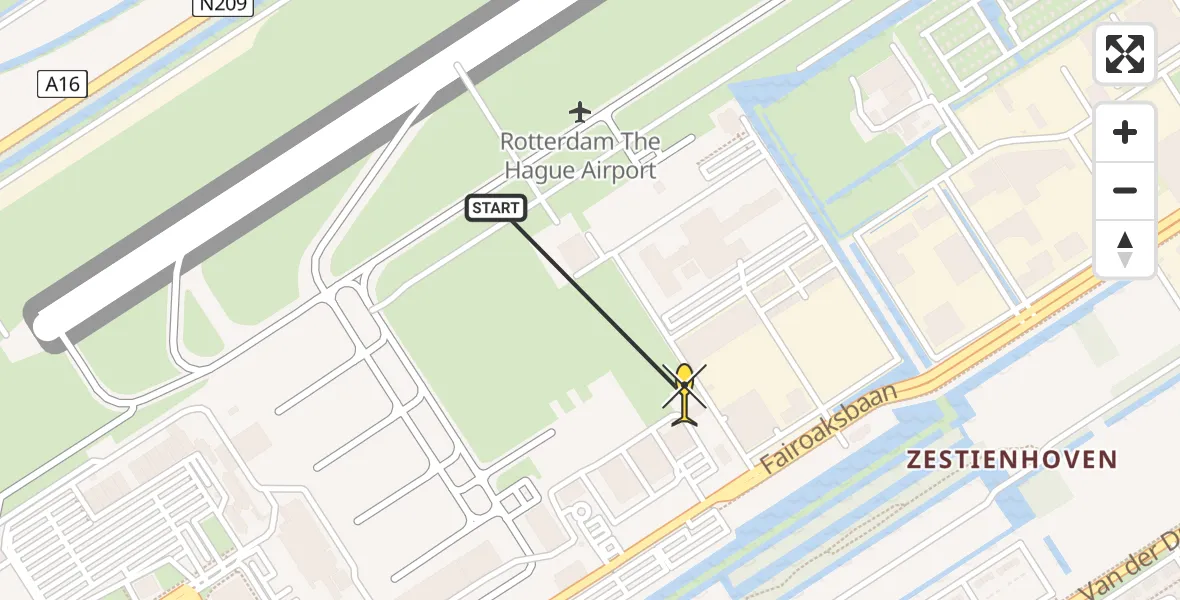 Routekaart van de vlucht: Lifeliner 2 naar Rotterdam The Hague Airport, Brandenburgbaan