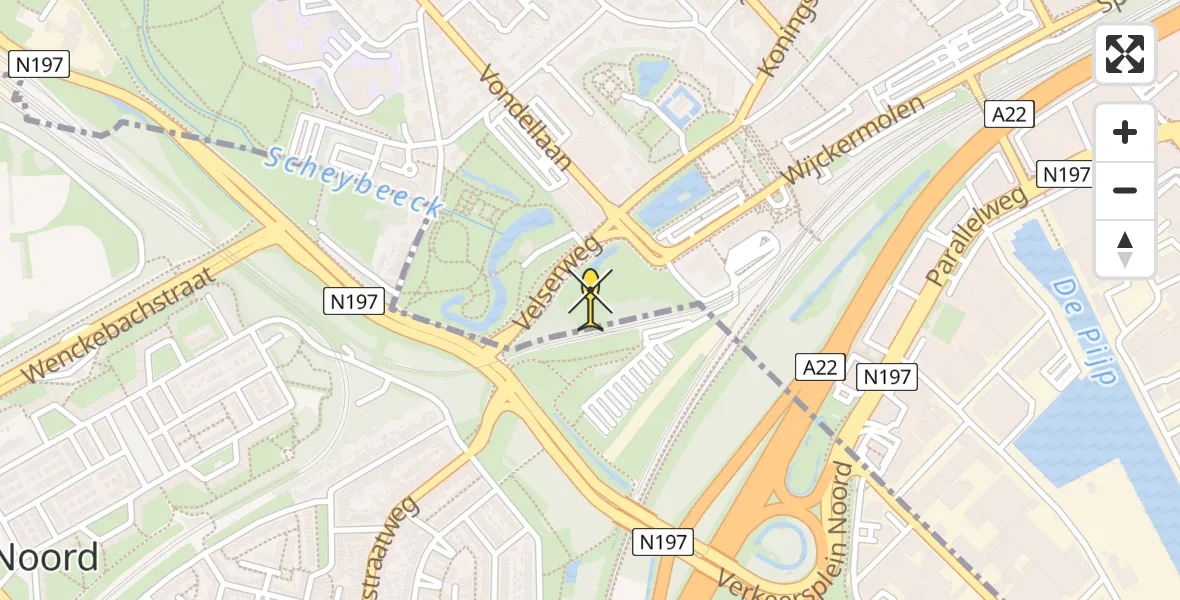 Routekaart van de vlucht: Lifeliner 1 naar Beverwijk