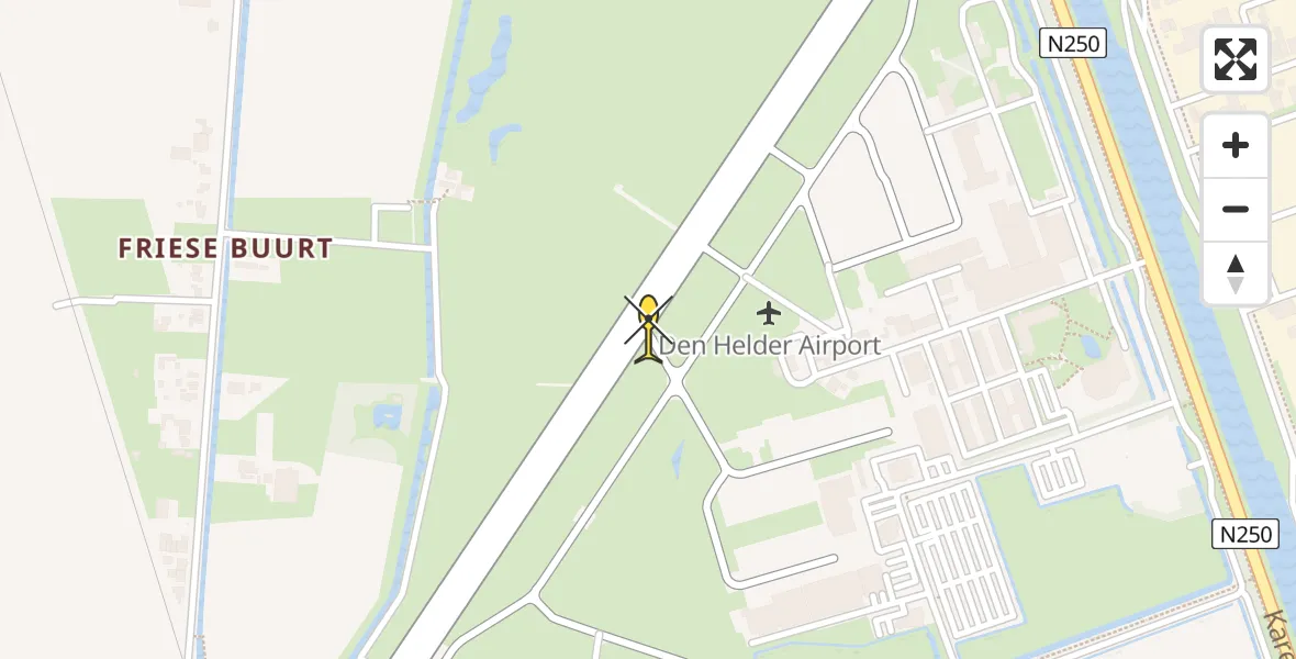 Routekaart van de vlucht: Kustwachthelikopter naar Vliegveld De Kooy