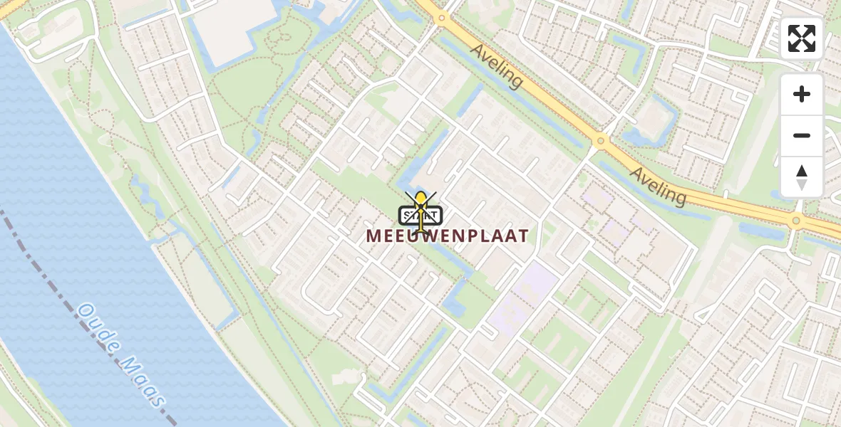 Routekaart van de vlucht: Lifeliner 2 naar Hoogvliet, Alverstraat