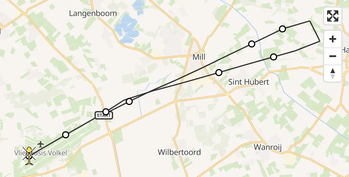 Routekaart van de vlucht: Lifeliner 3 naar Vliegbasis Volkel, Jaegerweg