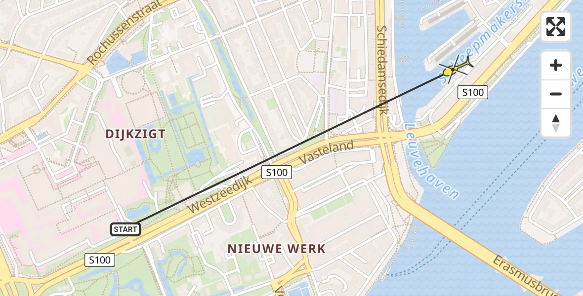 Routekaart van de vlucht: Lifeliner 2 naar Rotterdam, Terwenakker