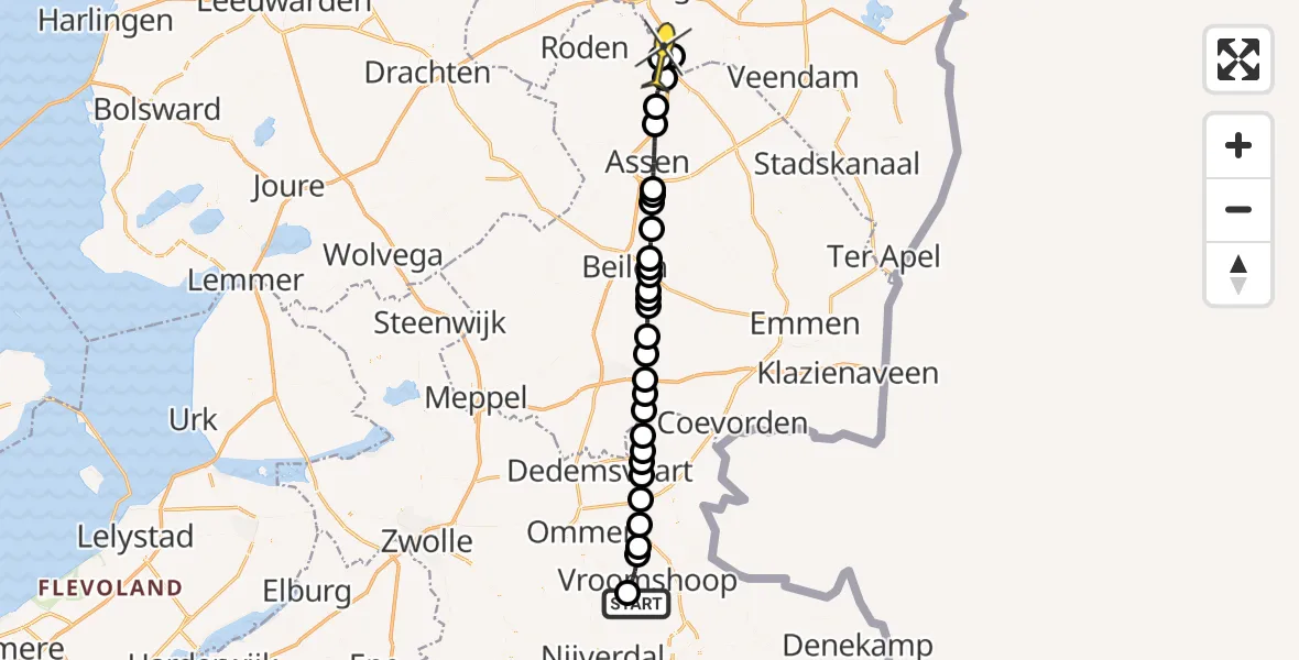 Routekaart van de vlucht: Lifeliner 4 naar Groningen Airport Eelde, Piksenweg