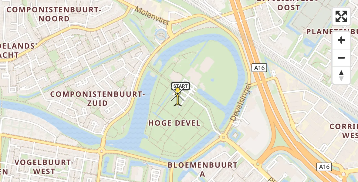 Routekaart van de vlucht: Lifeliner 2 naar Zwijndrecht, Parklaan