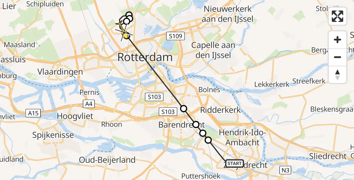 Routekaart van de vlucht: Lifeliner 2 naar Rotterdam The Hague Airport, Abdij