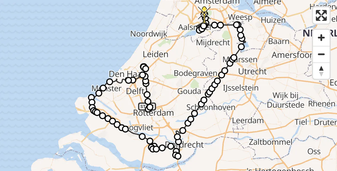 Routekaart van de vlucht: Politieheli naar Schiphol, Achterdijk