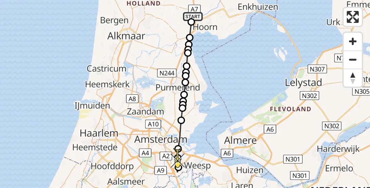 Routekaart van de vlucht: Lifeliner 1 naar Amsterdam, Landgoed De Leekerhorn