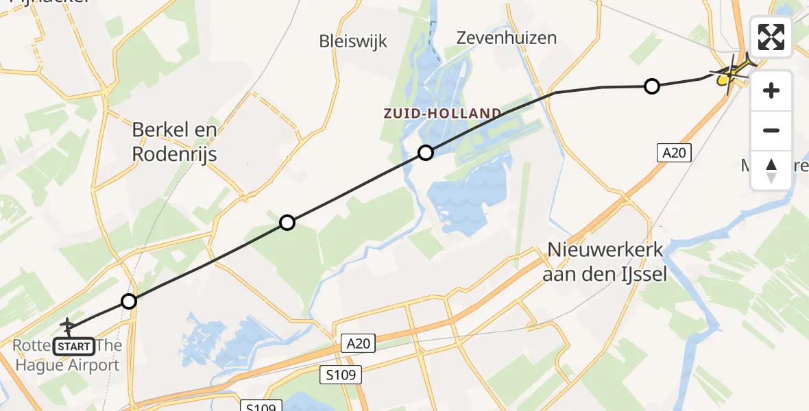 Routekaart van de vlucht: Lifeliner 2 naar Moordrecht, Bovendijk