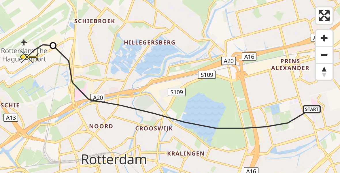 Routekaart van de vlucht: Lifeliner 2 naar Rotterdam The Hague Airport, Mechtildisstraat