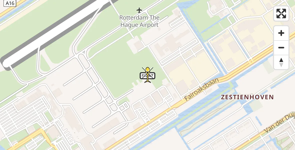 Routekaart van de vlucht: Politiehelikopter naar Rotterdam The Hague Airport, Brandenburgbaan