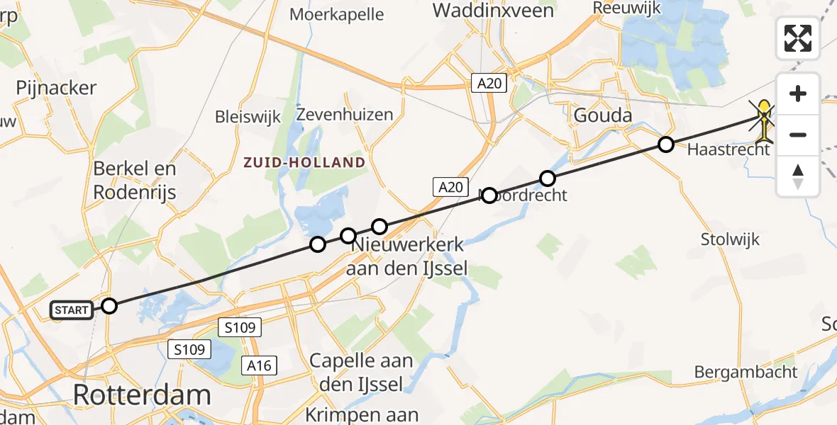 Routekaart van de vlucht: Lifeliner 2 naar Haastrecht, Melanchtonweg
