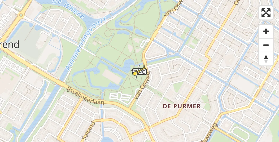 Routekaart van de vlucht: Lifeliner 1 naar Purmerend, Van Garderenstraat