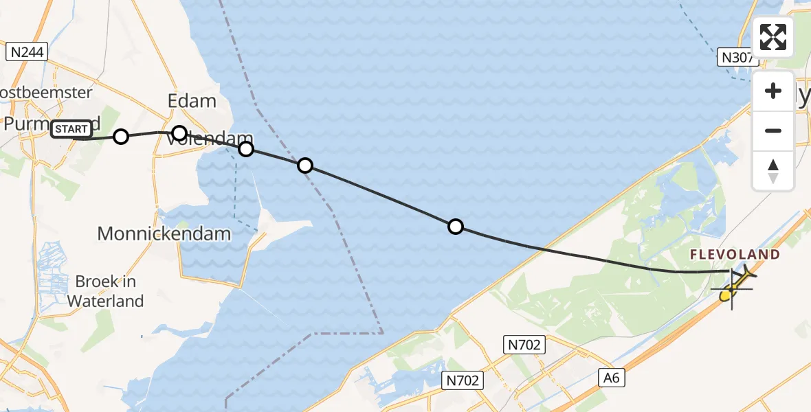 Routekaart van de vlucht: Lifeliner 1 naar Lelystad, Westerweg