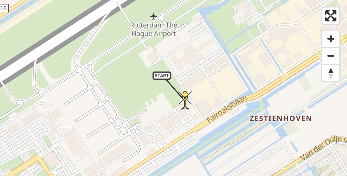 Routekaart van de vlucht: Lifeliner 2 naar Rotterdam The Hague Airport, Brandenburgbaan