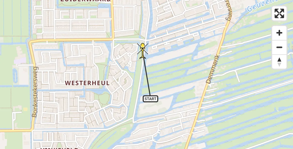 Routekaart van de vlucht: Lifeliner 1 naar Vinkeveen, Conincksmeer