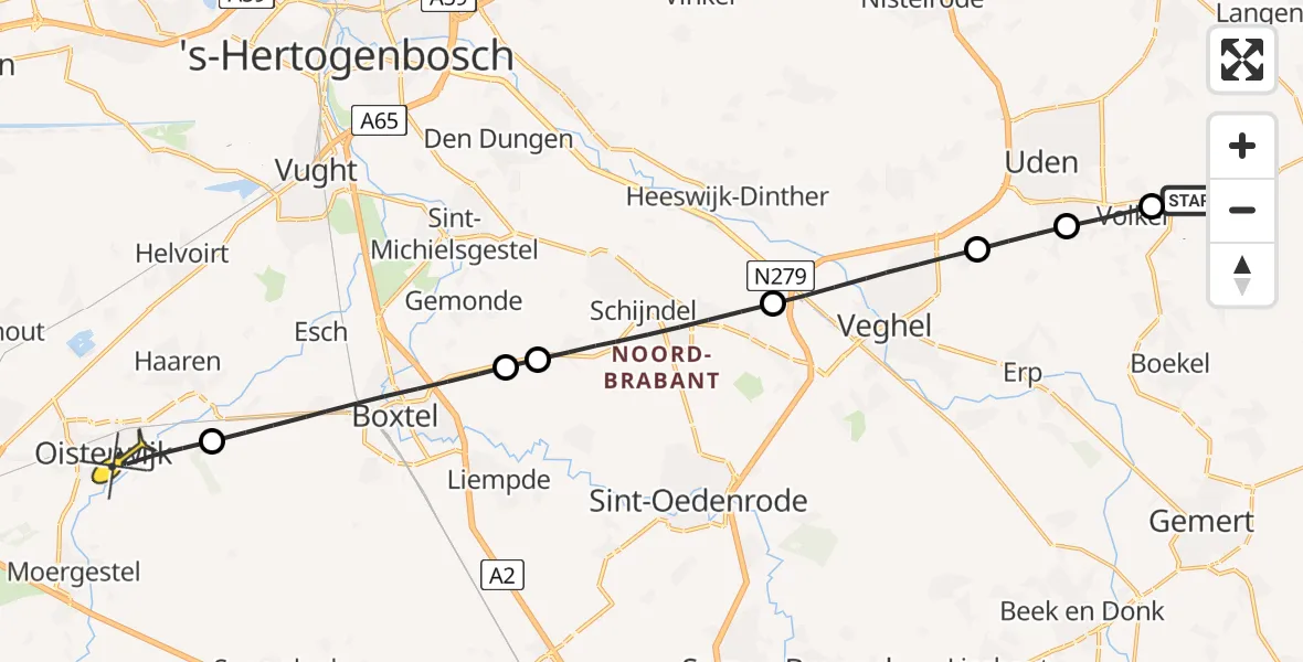 Routekaart van de vlucht: Lifeliner 3 naar Oisterwijk, Lagenheuvelstraat