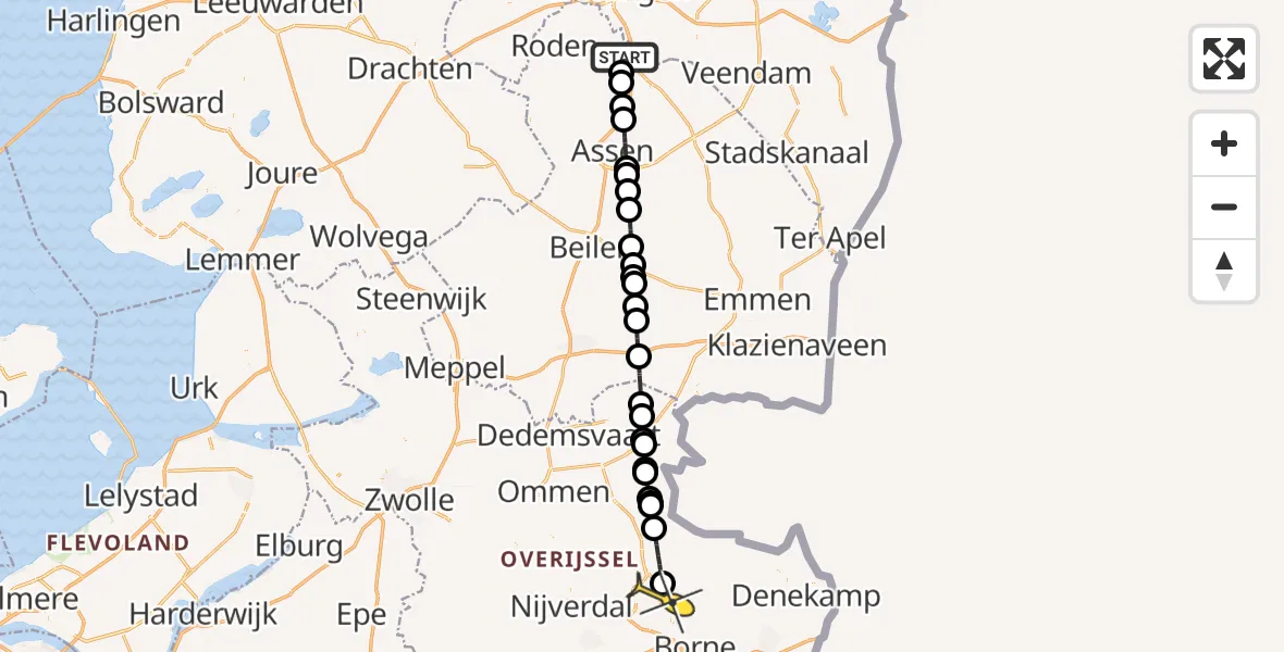 Routekaart van de vlucht: Lifeliner 4 naar Almelo, Moespot