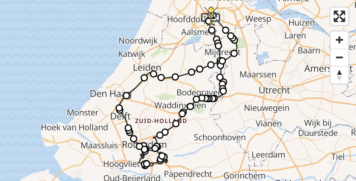 Routekaart van de vlucht: Politieheli naar Schiphol, Westerkimweg