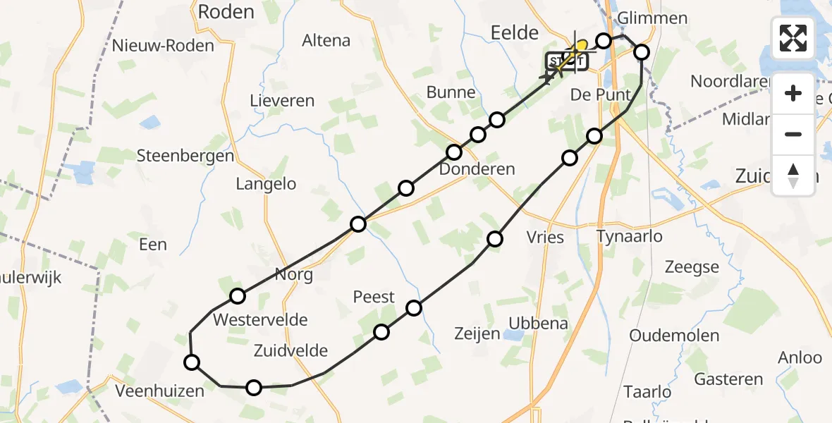 Routekaart van de vlucht: Lifeliner 4 naar Groningen Airport Eelde, Moespot