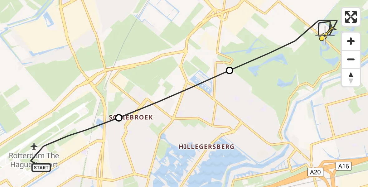 Routekaart van de vlucht: Lifeliner 2 naar Bergschenhoek, Bovendijk