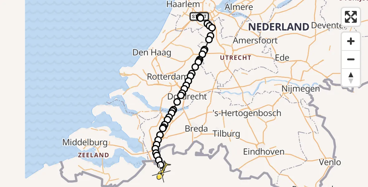 Routekaart van de vlucht: Politieheli naar Kapellen, Kleine Bospad