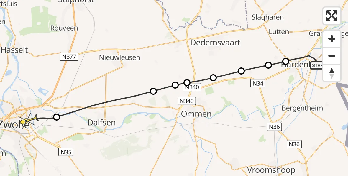 Routekaart van de vlucht: Lifeliner 4 naar Zwolle, Polberg
