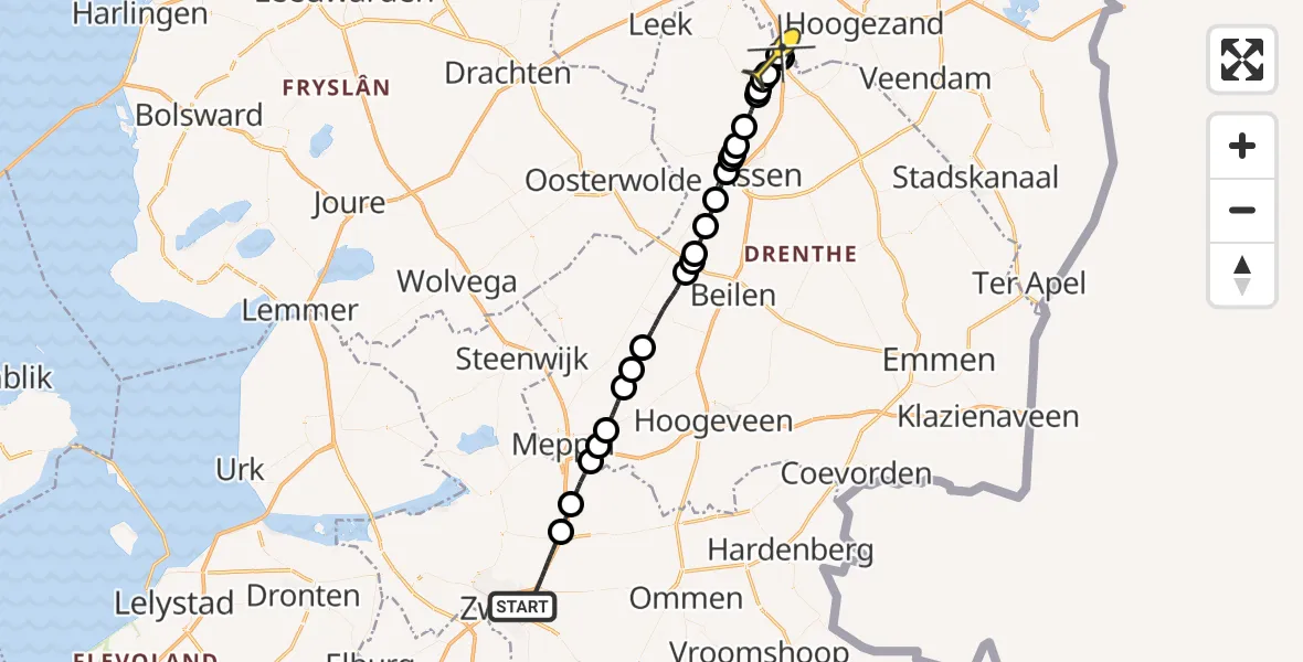 Routekaart van de vlucht: Lifeliner 4 naar Groningen Airport Eelde, Gooseveldweg