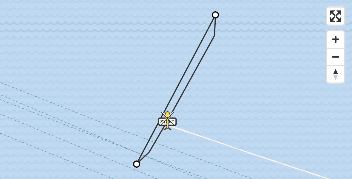Routekaart van de vlucht: Politiehelikopter naar Hoek van Holland, Maasgeul
