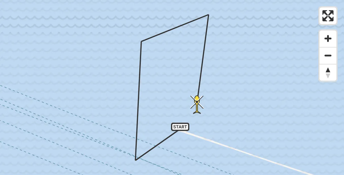 Routekaart van de vlucht: Politiehelikopter naar Hoek van Holland, Maasgeul