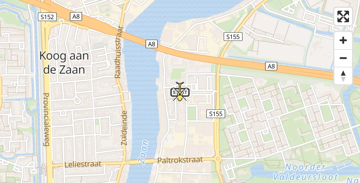 Routekaart van de vlucht: Lifeliner 1 naar Zaandam, Hondemanstraat