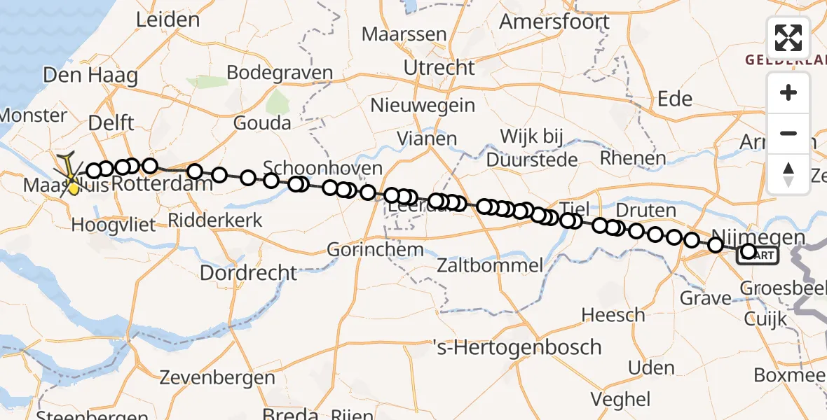Routekaart van de vlucht: Lifeliner 2 naar Maasland, Okapistraat