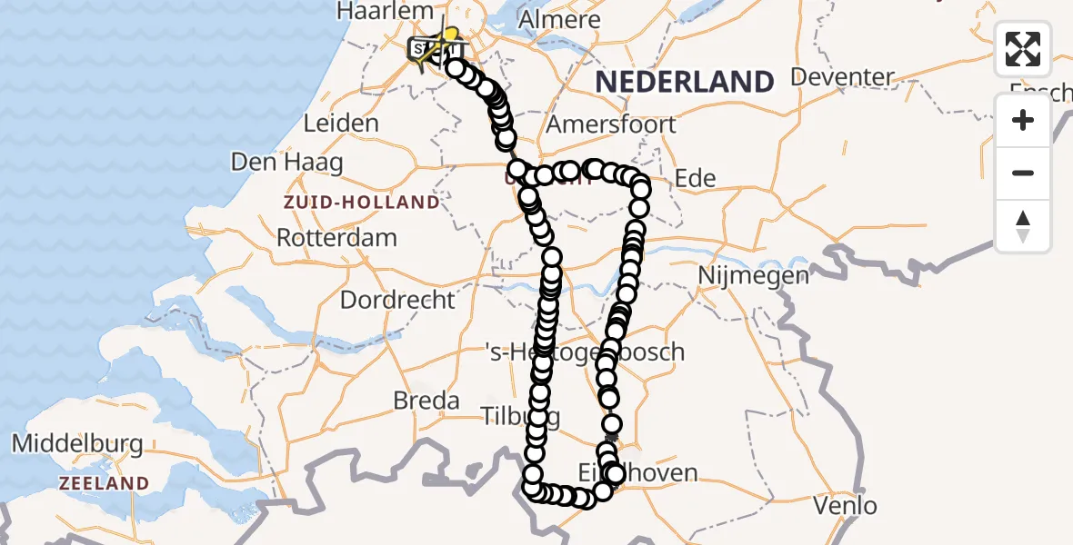 Routekaart van de vlucht: Politieheli naar Schiphol, Westerkimweg