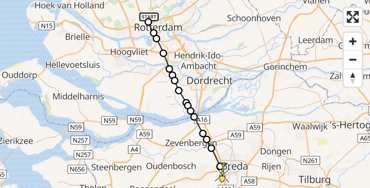 Routekaart van de vlucht: Lifeliner 2 naar Breda, Deelenpad