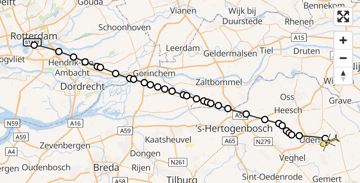 Routekaart van de vlucht: Lifeliner 3 naar Vliegbasis Volkel, Parkhaven