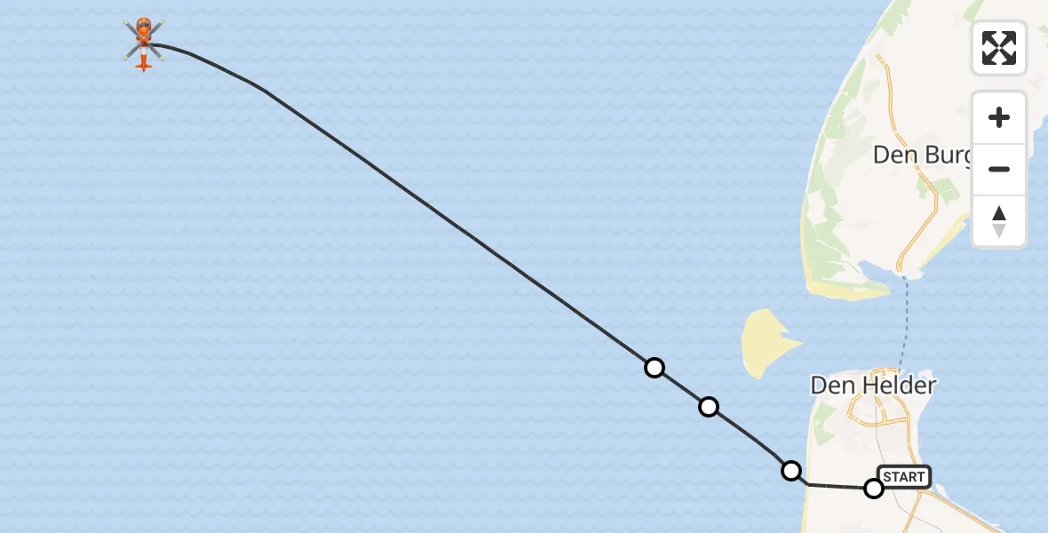 Vluchtroute Kustwachthelikopter Vliegveld De Kooy - , 01 september 2025, 18:08