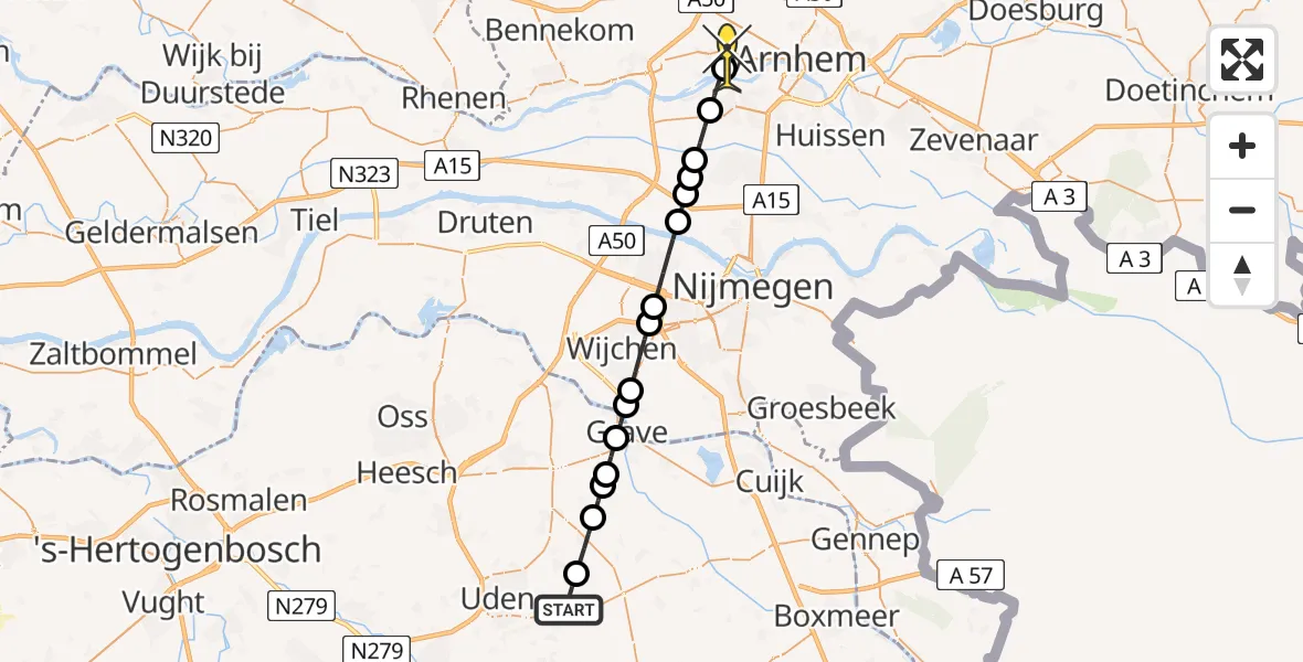 Routekaart van de vlucht: Lifeliner 3 naar Oosterbeek, Houtvennen