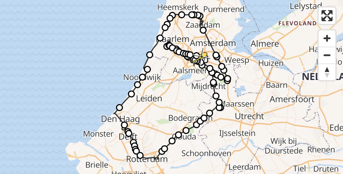 Vluchtroute Politiehelikopter van Schiphol naar Schiphol