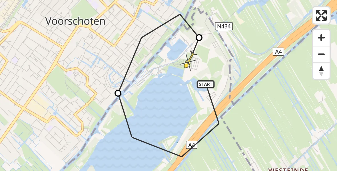 Routekaart van de vlucht: Lifeliner 2 naar Leidschendam, Jan Dirksesloot