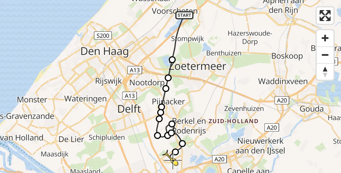 Routekaart van de vlucht: Lifeliner 2 naar Rotterdam The Hague Airport, Rietpolderweg
