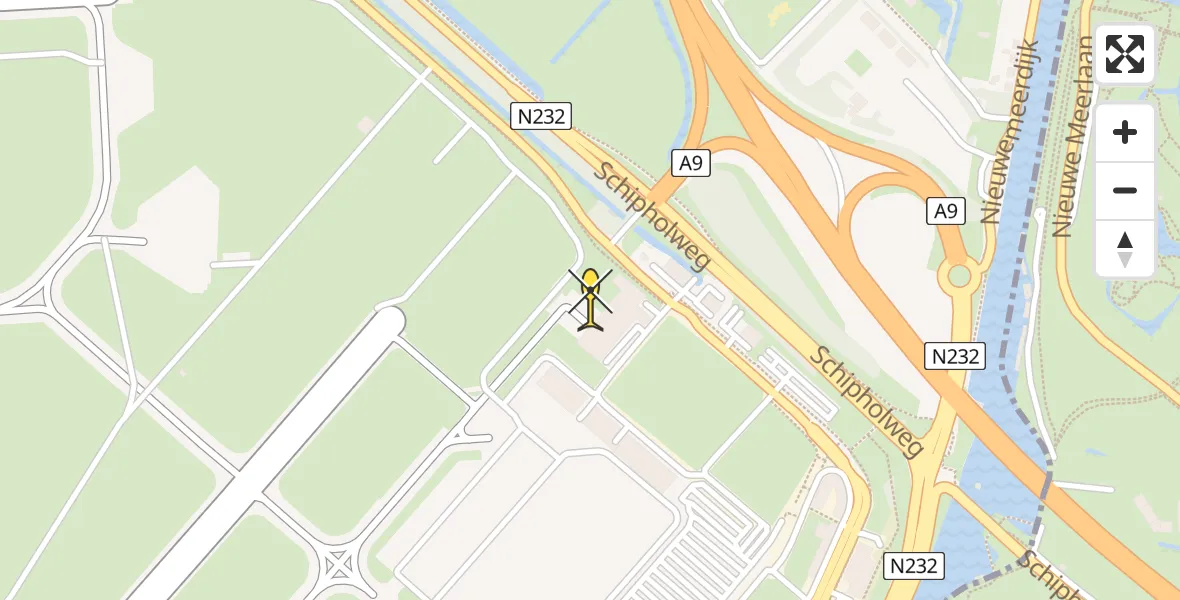 Routekaart van de vlucht: Politiehelikopter naar Schiphol